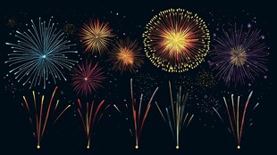 绚丽烟花绽放夜空