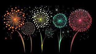 绚丽多彩烟花绽放夜空