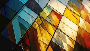 彩色玻璃建筑外观特写