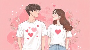 甜蜜情侣 爱心T恤浪漫瞬间