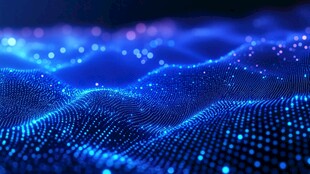 蓝色粒子构成的科技感波纹