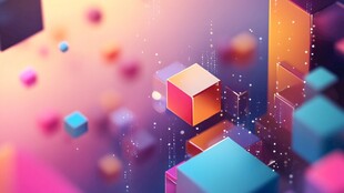 梦幻多彩立体方块背景图