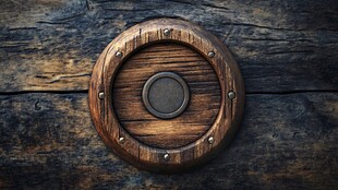 复古木质圆形按钮装饰