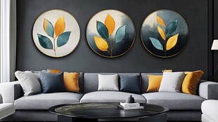 现代风客厅装饰画与沙发