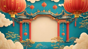 中式门楼灯笼喜庆场景