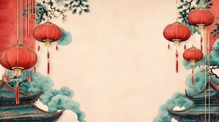 古风中式灯笼庭院背景图