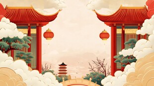 中式古风建筑景观画面