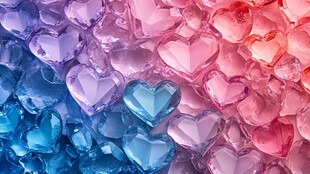 多彩心形水晶石梦幻场景