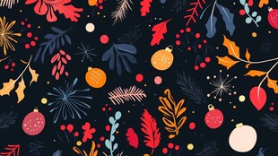 圣诞主题花卉装饰图案