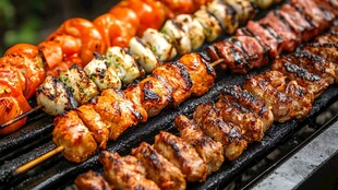 美味烤肉串 诱人色泽