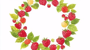 覆盆子花环插画