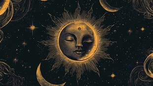 日月同辉神秘星空图案