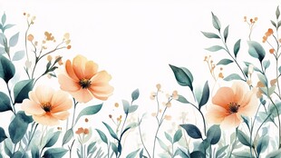水彩花卉边框装饰图案