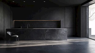 暗黑系现代极简风厨房空间