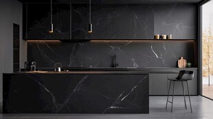 现代黑色大理石时尚厨房