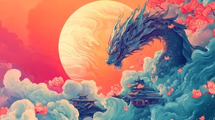 龙舞云海间 圆月映繁花