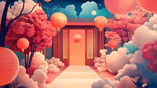 梦幻中式庭院场景画面