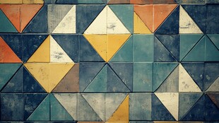 复古几何彩色瓷砖墙面