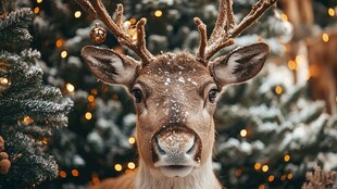 圣诞驯鹿特写 温馨节日氛围