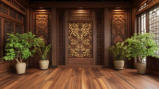 中式典雅门厅 绿植添韵