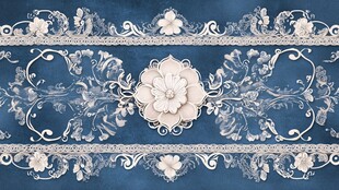 蓝色底花卉装饰纹样图案