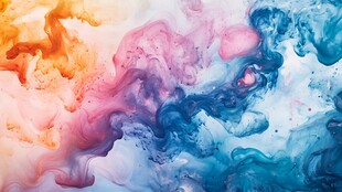 梦幻色彩水墨交融画面