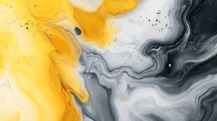 黄黑灰流体艺术抽象画面