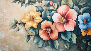手绘多彩花卉装饰画