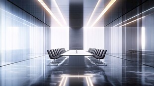 现代极简风格的未来感会议室