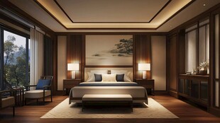 中式典雅卧室室内设计效果图