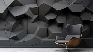 几何立体墙搭配时尚座椅