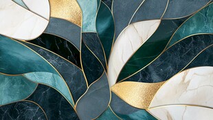 1 几何花叶拼接艺术背景