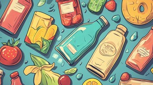 缤纷瓶罐果蔬插画设计