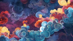梦幻多彩云纹背景图案