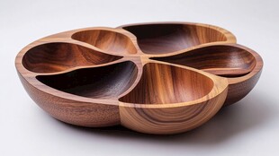 精致木质花瓣形分隔果盘