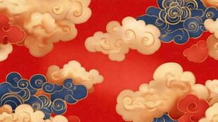 中式祥云红色背景图案