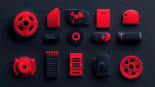 红色机械零件3D模型展示