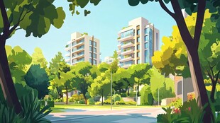 绿意环绕的现代住宅区