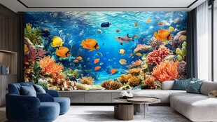 海洋主题客厅背景墙装饰