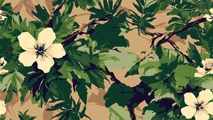 花卉绿叶迷彩图案背景