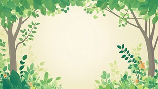 清新森林绿意边框背景图