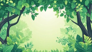 森林绿意盎然的自然景象