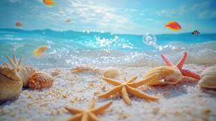 梦幻海滩的海洋小物