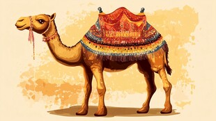 装饰华丽的骆驼插画