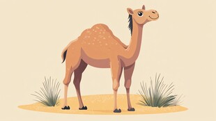 沙漠中的可爱单峰骆驼
