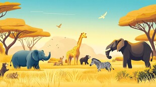 非洲草原动物欢聚场景