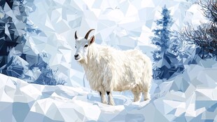 雪地中的白山羊