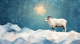 雪地山羊 梦幻星空背景