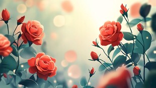 梦幻红玫瑰绽放美好画面