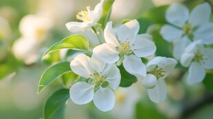 春日洁白苹果花绽放
